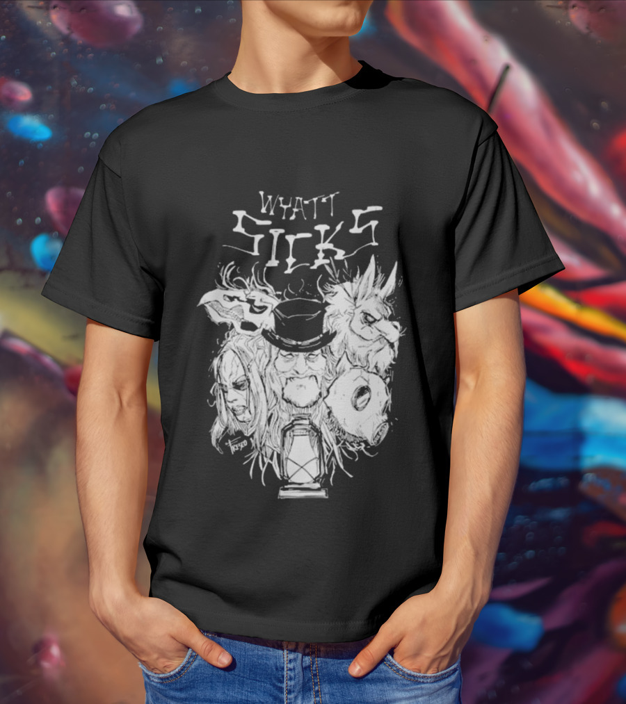 Wyatt Sicks Lantern And Masked Figures T-Shirt