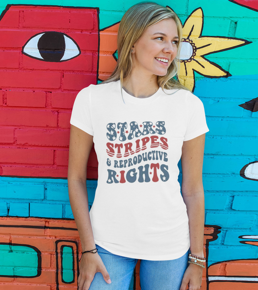 Stars Stripes Reproductive Rights American Freedom Message T-Shirt