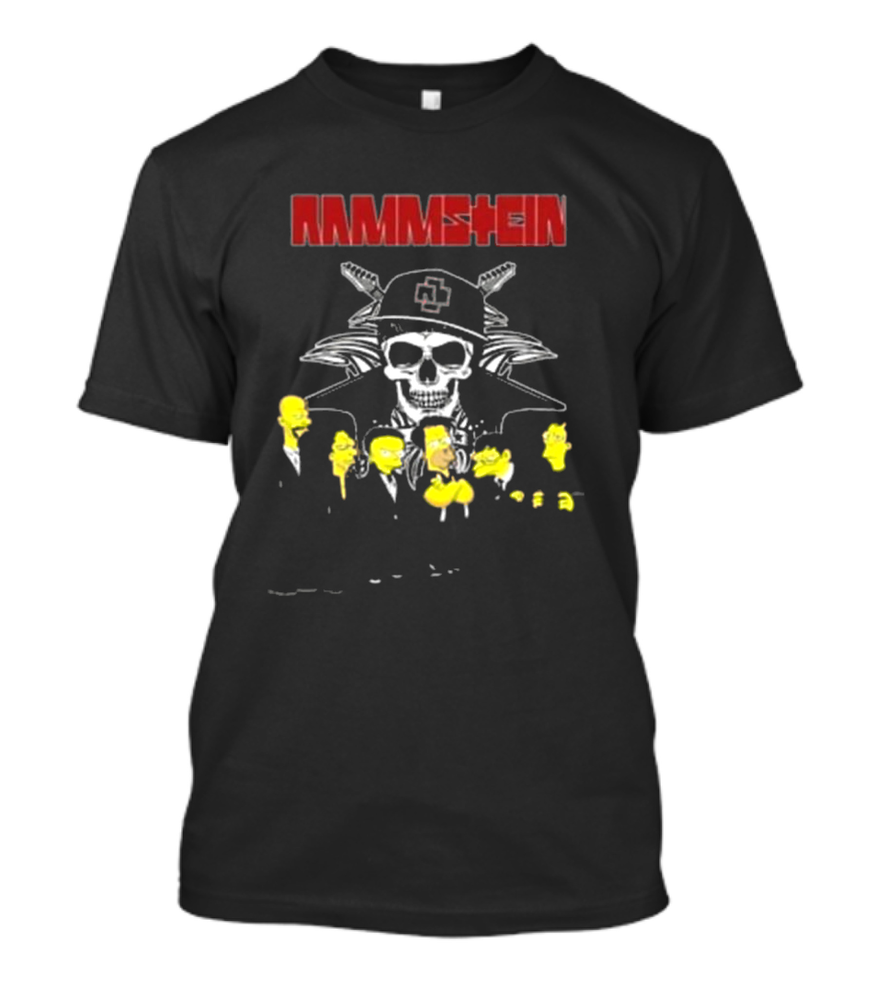 Rammstein Simpsons Crossover Skull And Family Band Characters T-Shirt