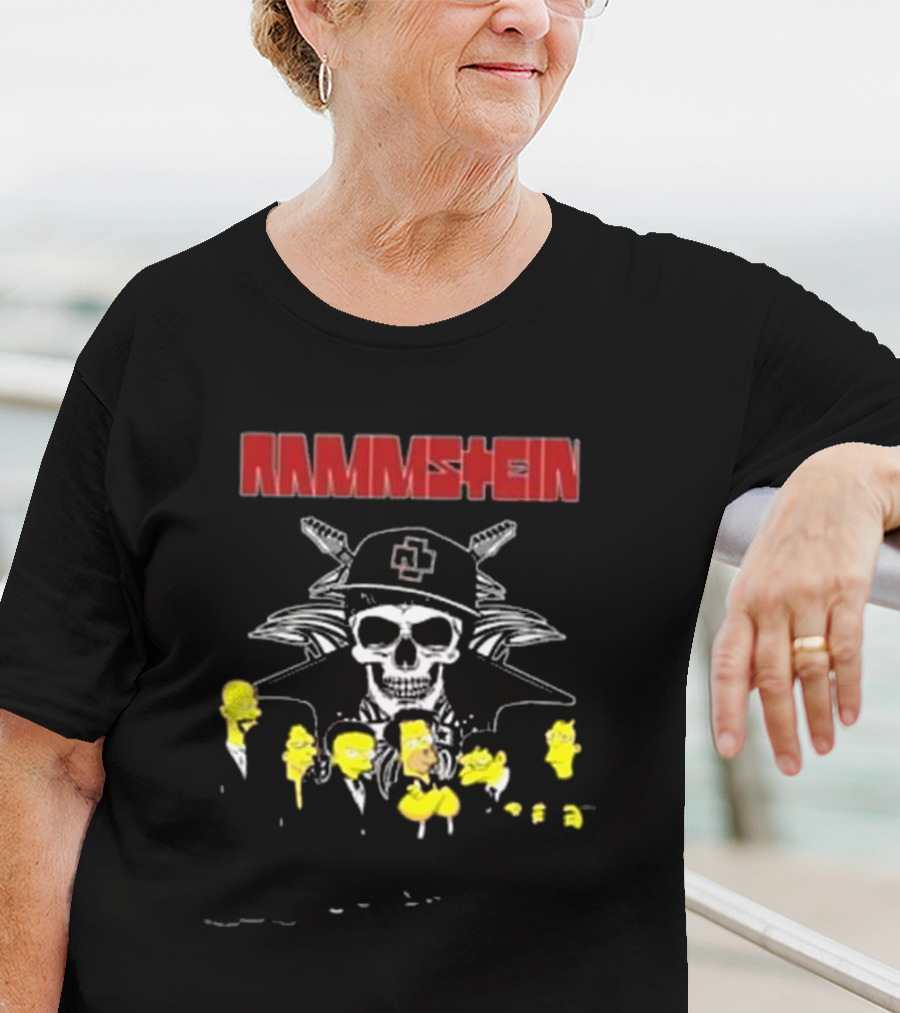 Rammstein Simpsons Crossover Skull And Family Band Characters T-Shirt