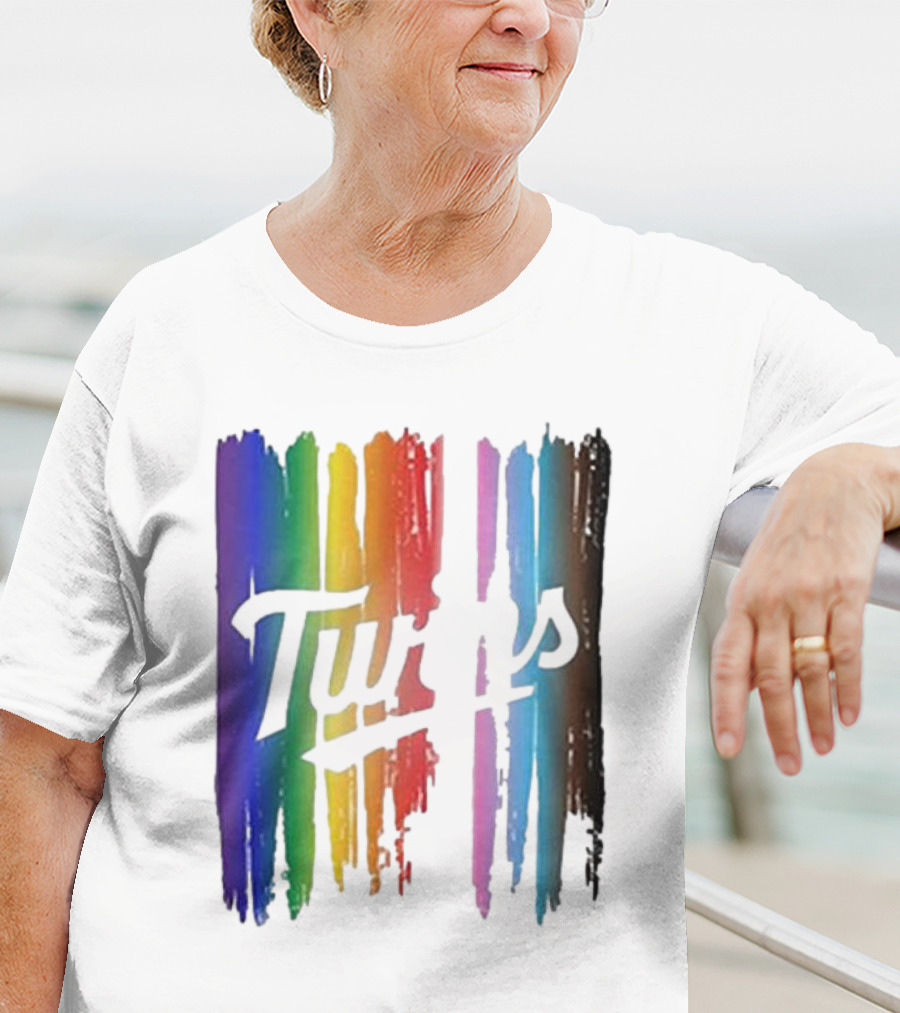 Twins Pride Day Rainbow Brush Strokes T-Shirt