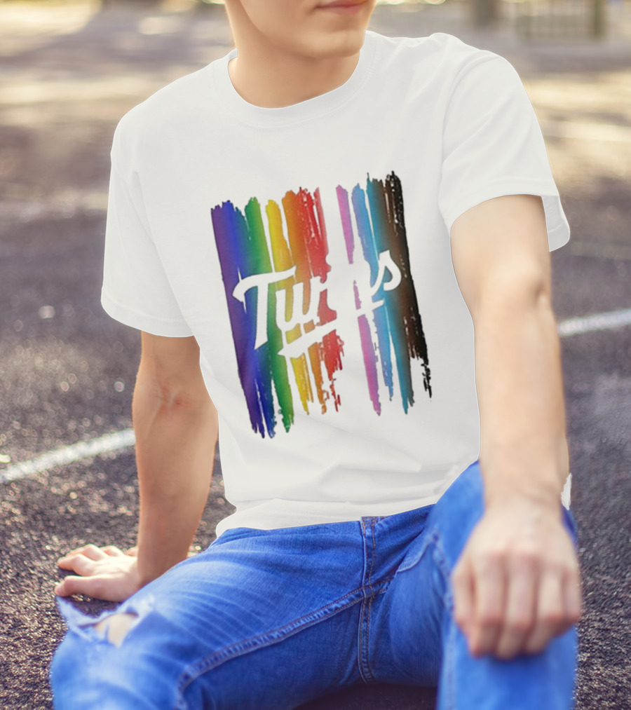 Twins Pride Day Rainbow Brush Strokes T-Shirt