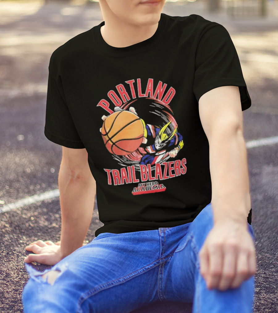 Portland Trail Blazers My Hero Academia All Might Basketball Smash T-Shirt