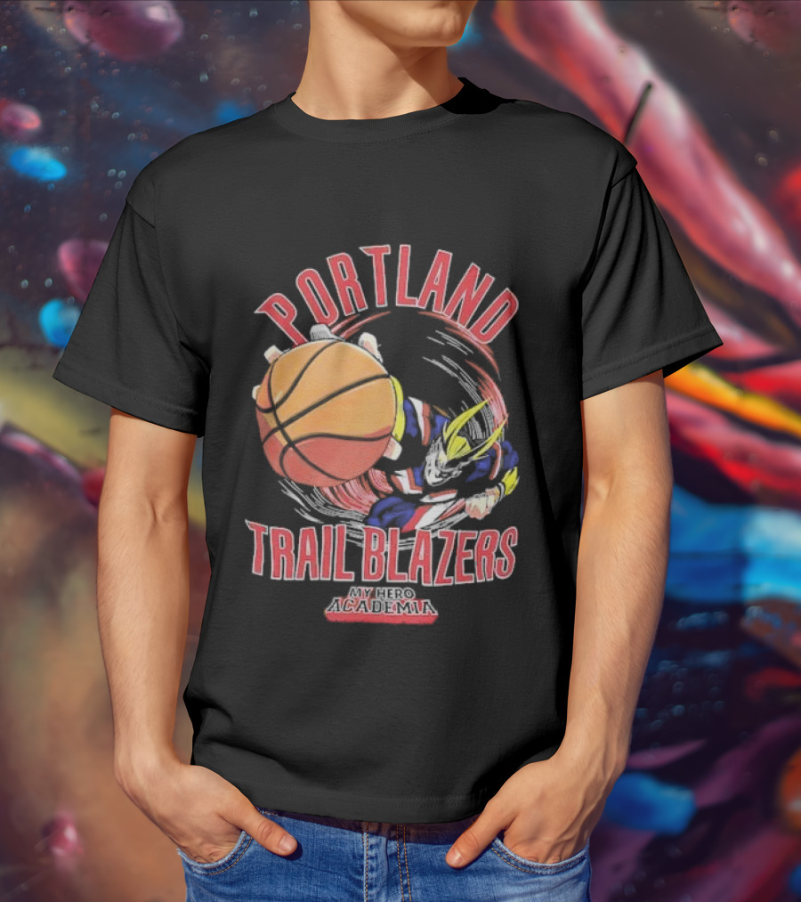 Portland Trail Blazers My Hero Academia All Might Basketball Smash T-Shirt