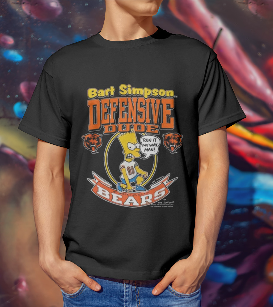 Bart Simpson Defensive Dude Bears Run It My Way Man T-Shirt