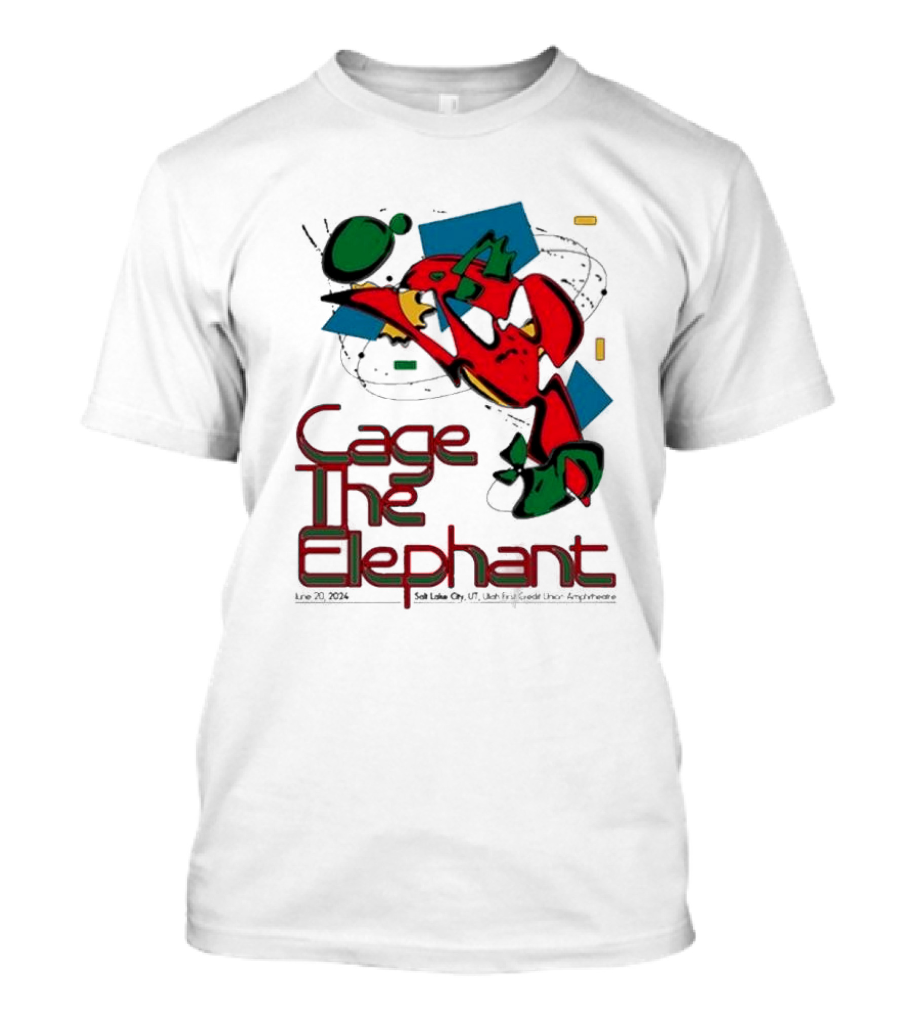 Cage The Elephant Salt Lake City Utah First Credit Union Amphitheatre June 20 Colorful Abstract T-Shirt