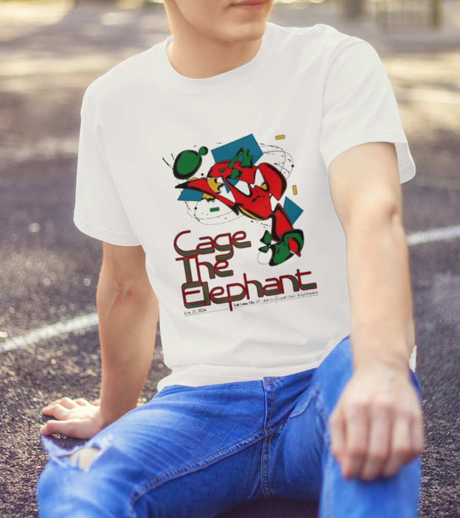 Cage The Elephant Salt Lake City Utah First Credit Union Amphitheatre June 20 Colorful Abstract T-Shirt