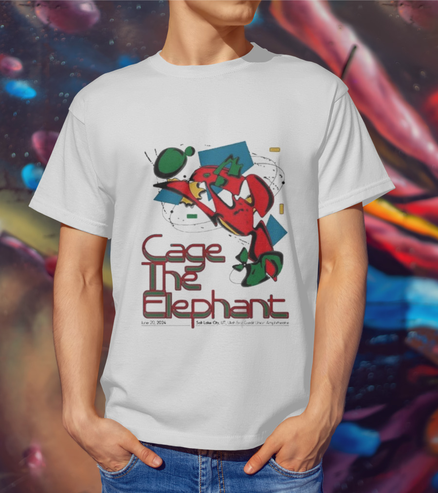 Cage The Elephant Salt Lake City Utah First Credit Union Amphitheatre June 20 Colorful Abstract T-Shirt