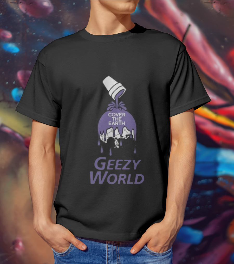Cover The Earth Geezy World Purple Paint Cup T-Shirt