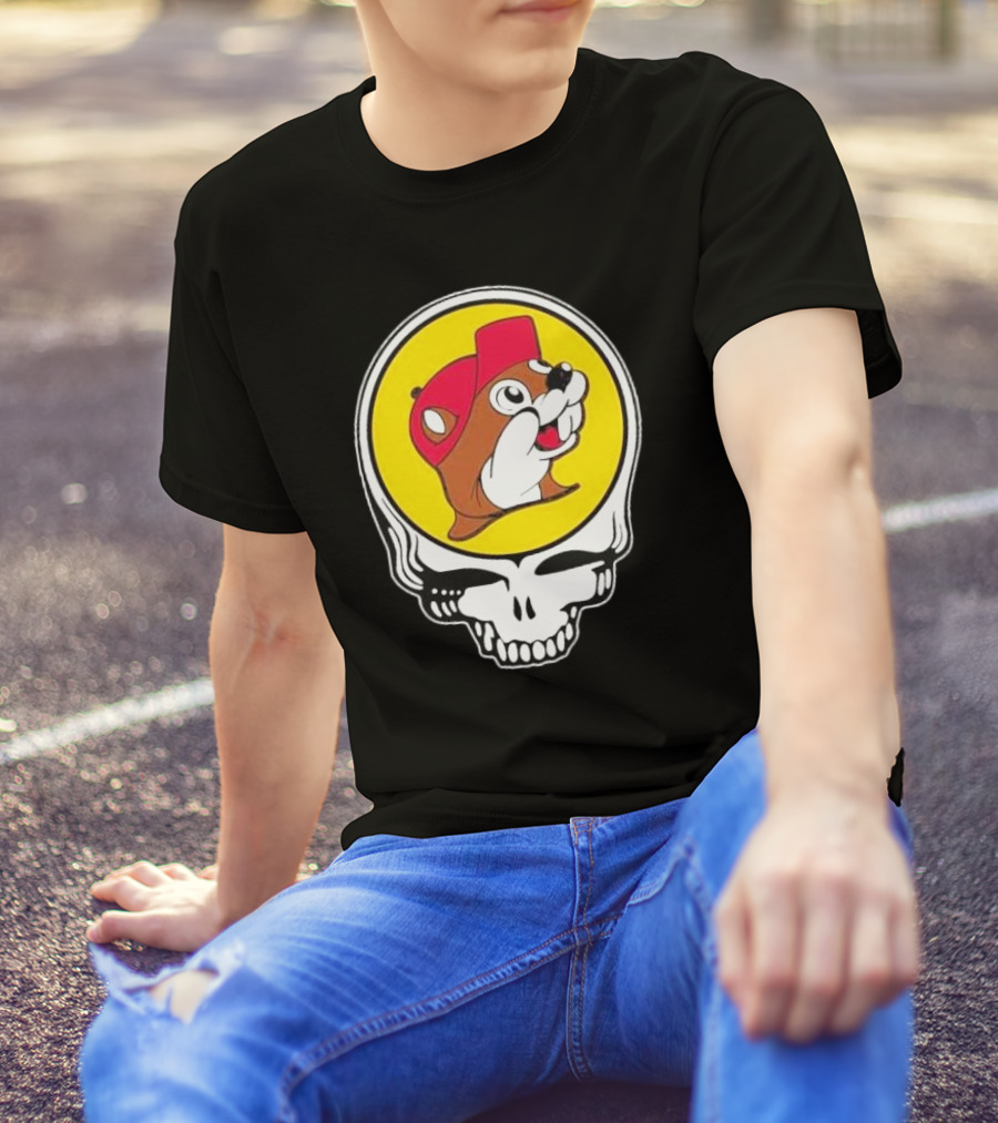 Buc-ee's Beaver In Grateful Dead Skull T-Shirt