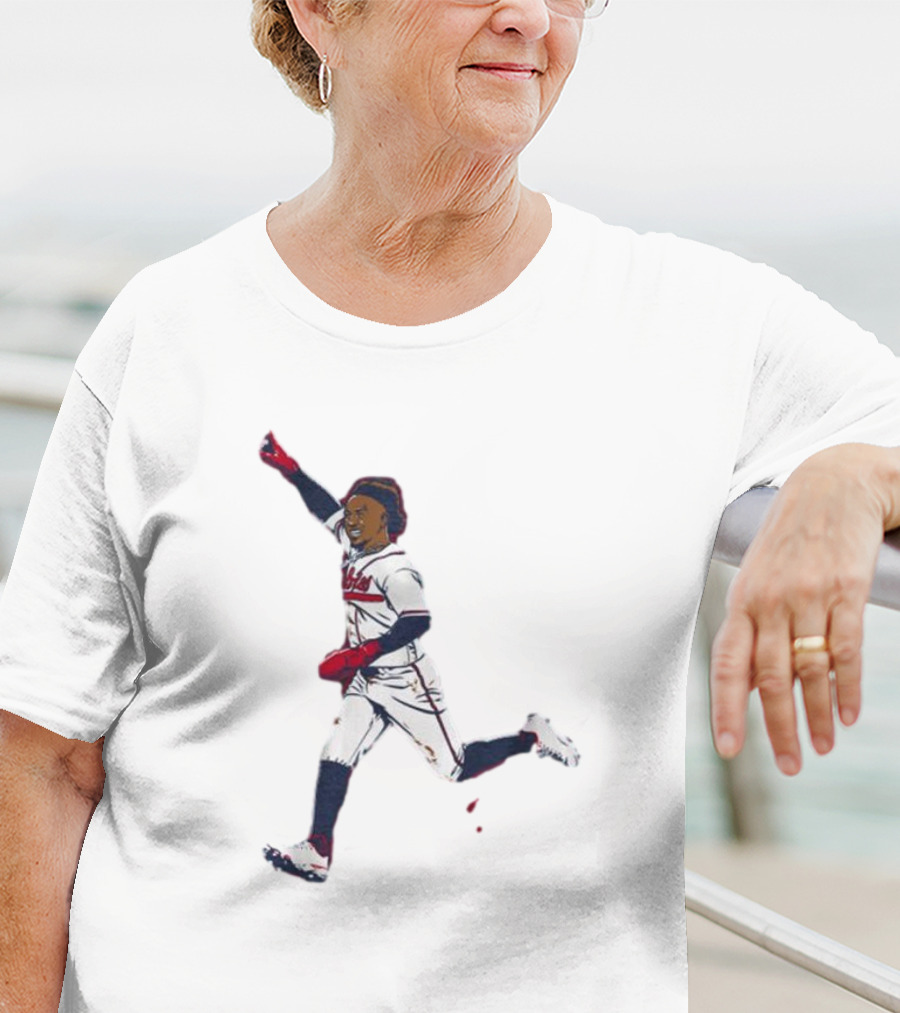 Ozzie Albies Baseball Celebration Pose Signature T-Shirt