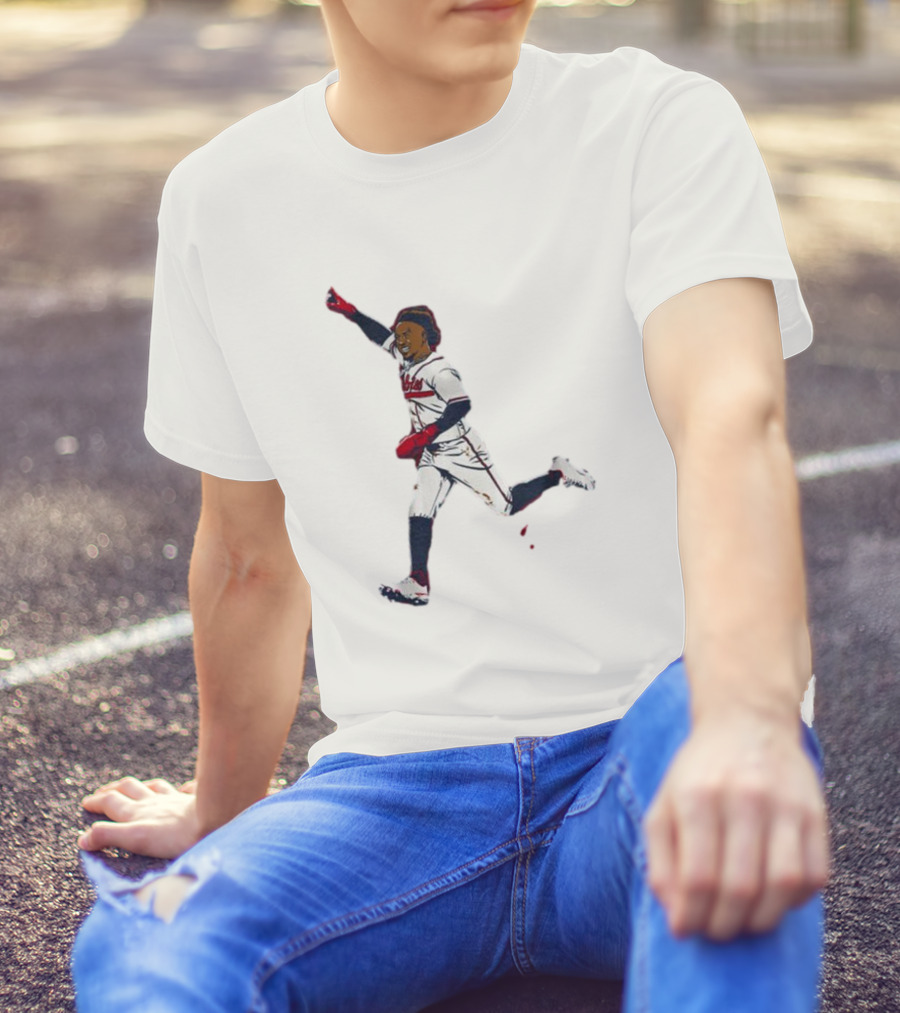Ozzie Albies Baseball Celebration Pose Signature T-Shirt