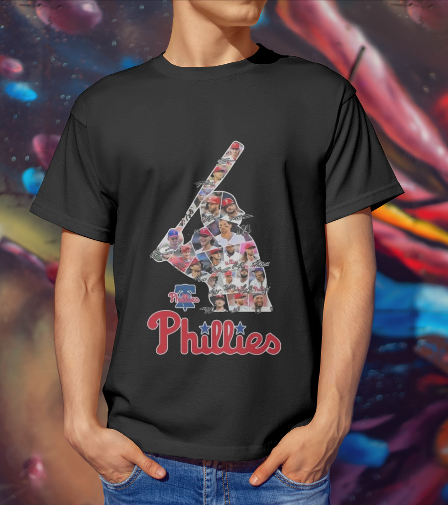 Phillies Baseball Icons Collage With Player Signatures T-Shirt