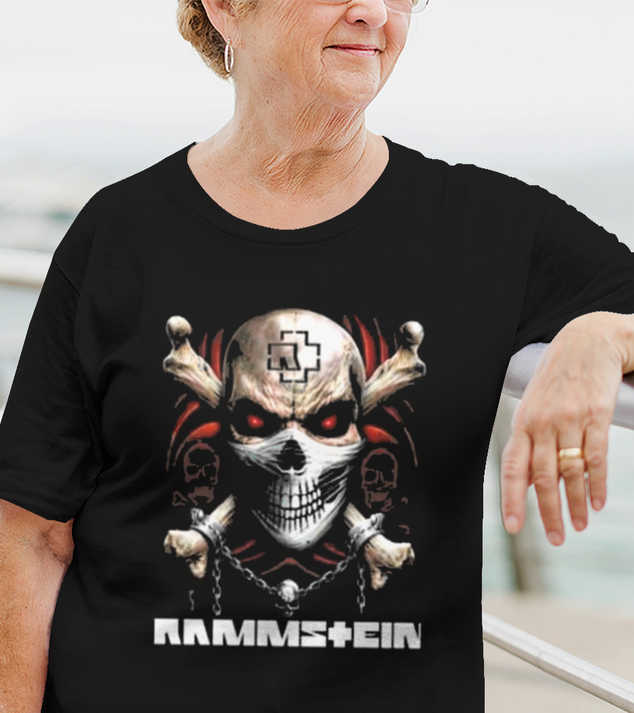 Rammstein Skull Crossbones Red Eyes Chain T-Shirt