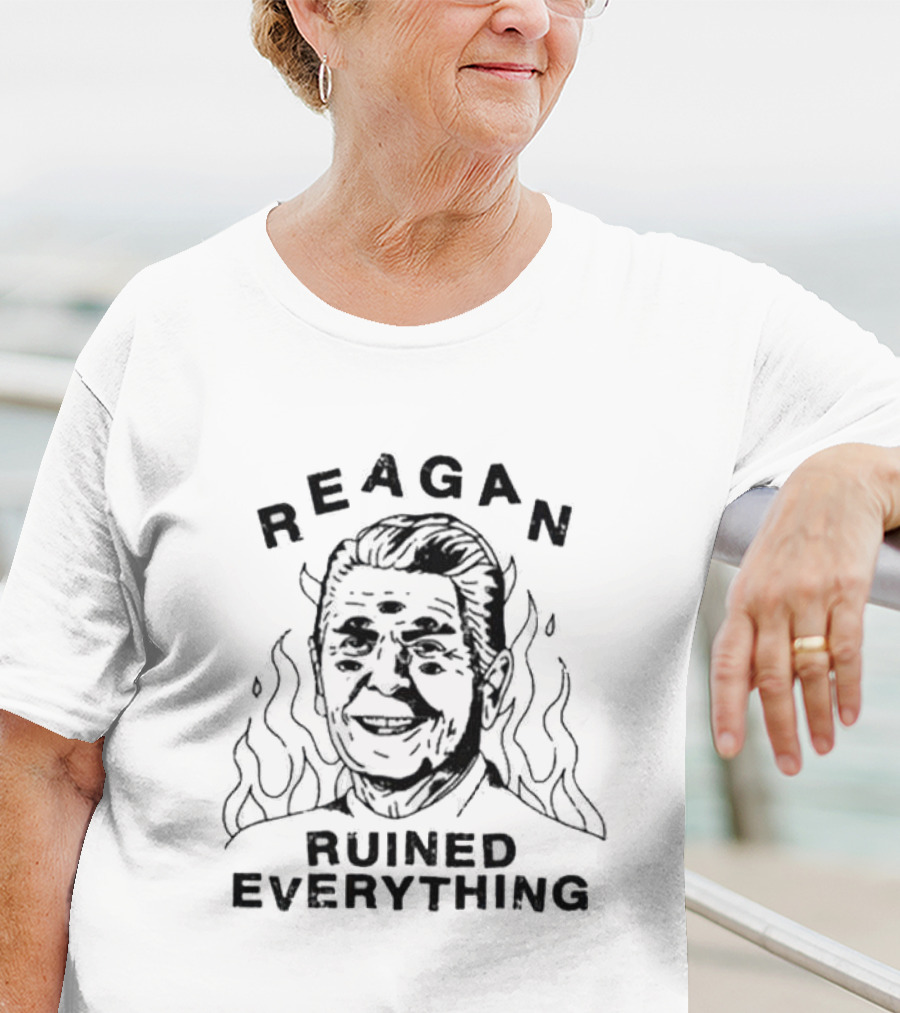 Reagan Ruined Everything Flame Background T-Shirt