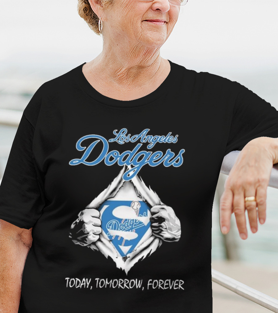 Los Angeles Dodgers Superhero Baseball Logo Today Tomorrow Forever T-Shirt