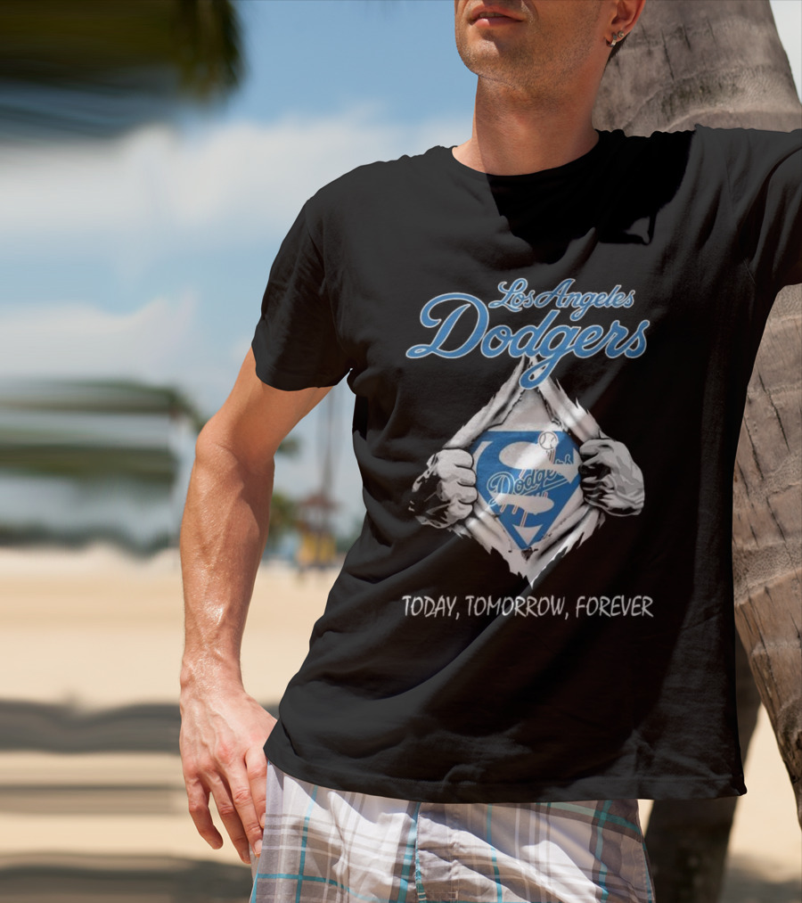 Los Angeles Dodgers Superhero Baseball Logo Today Tomorrow Forever T-Shirt