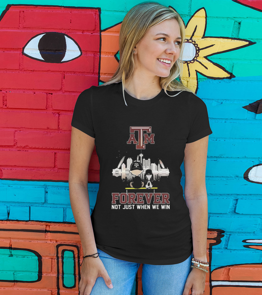 Snoopy And Charlie Brown Texas A&M Skyline Forever Not Just When We Win T-Shirt