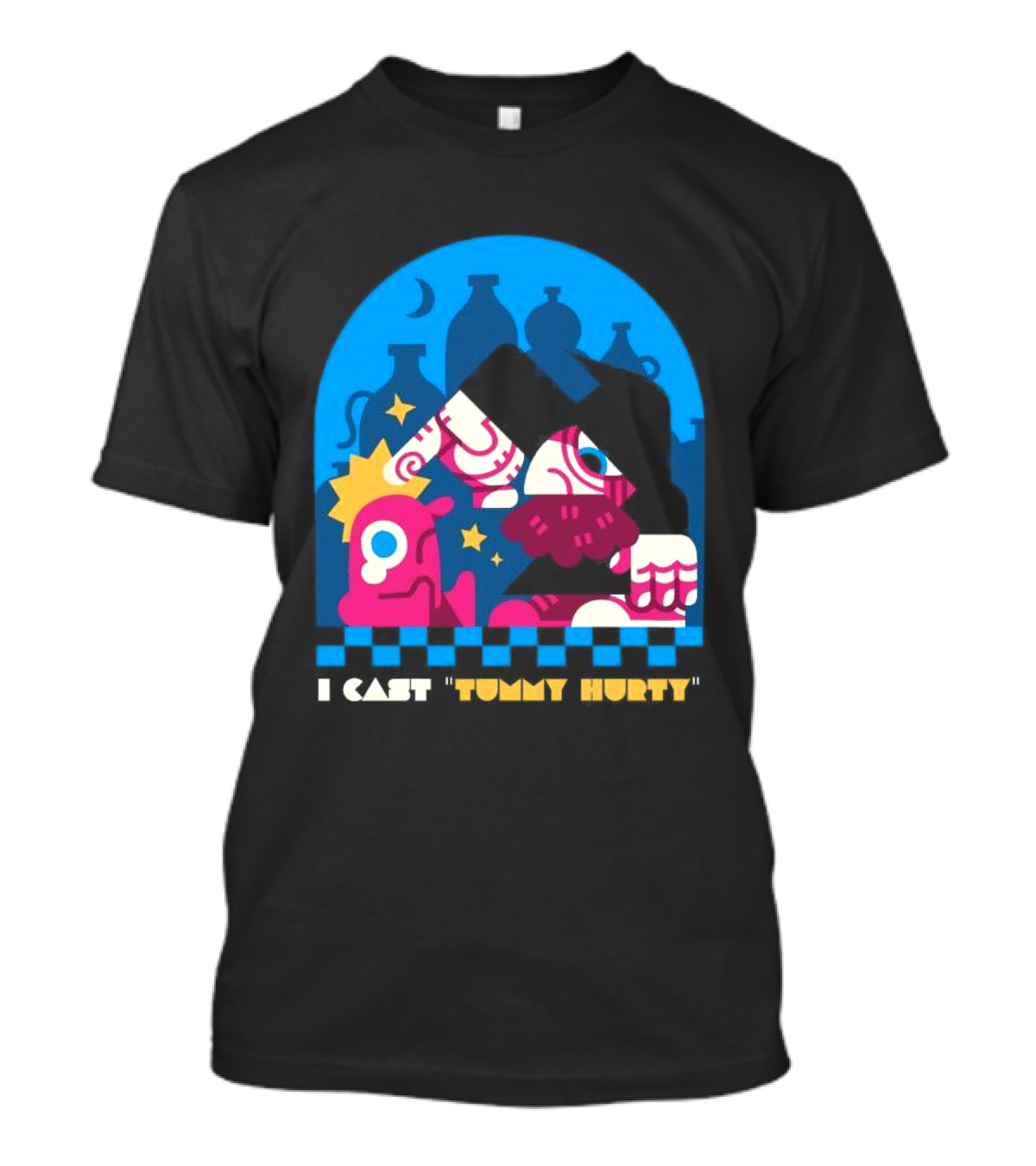 I Cast Tummy Hurty The Forbidden Spell Potion Bottles Stars T-Shirt