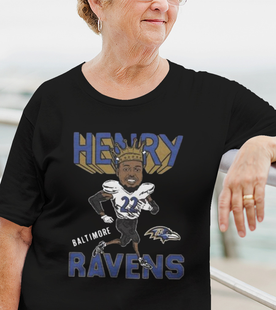 Baltimore Ravens Henry 22 Football Character With Crown T-Shirt