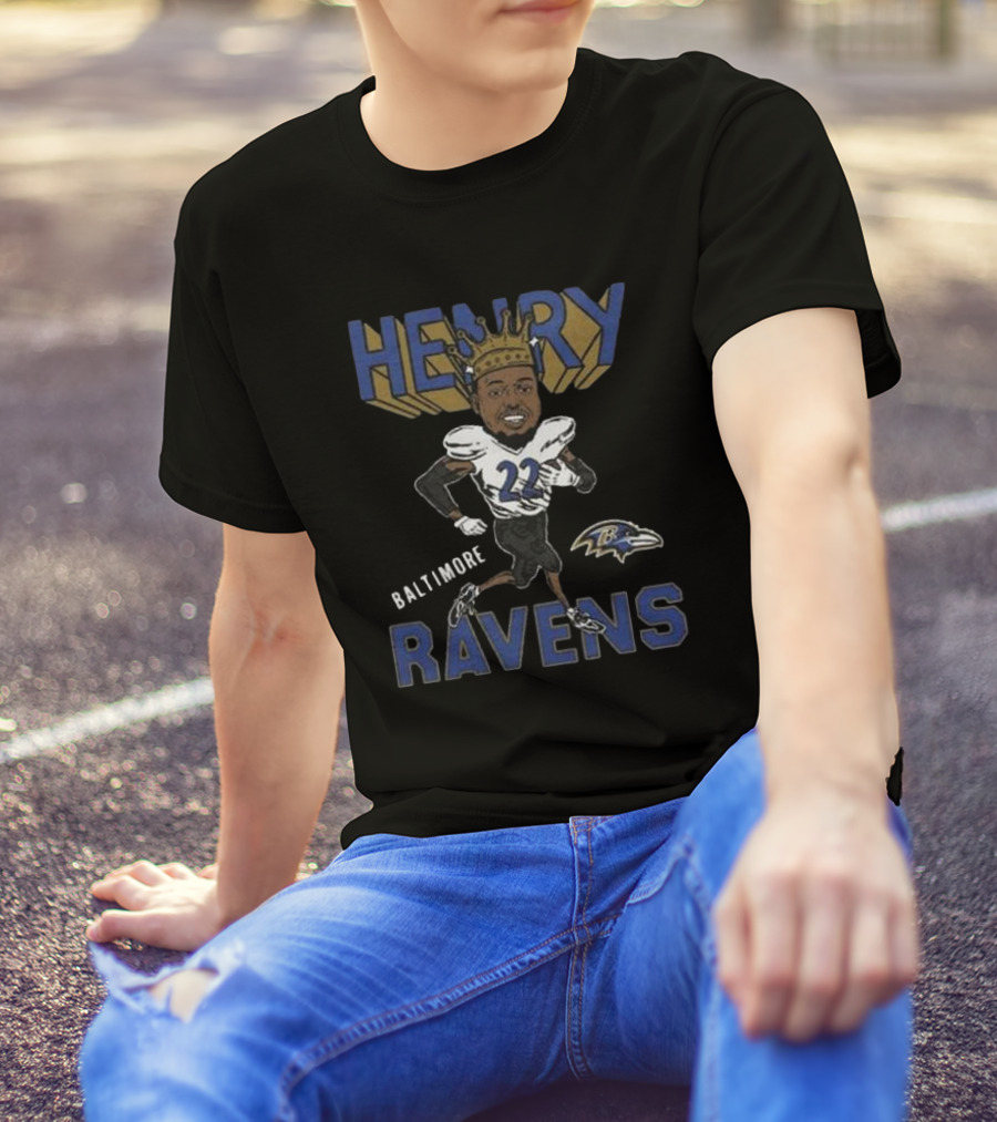 Baltimore Ravens Henry 22 Football Character With Crown T-Shirt