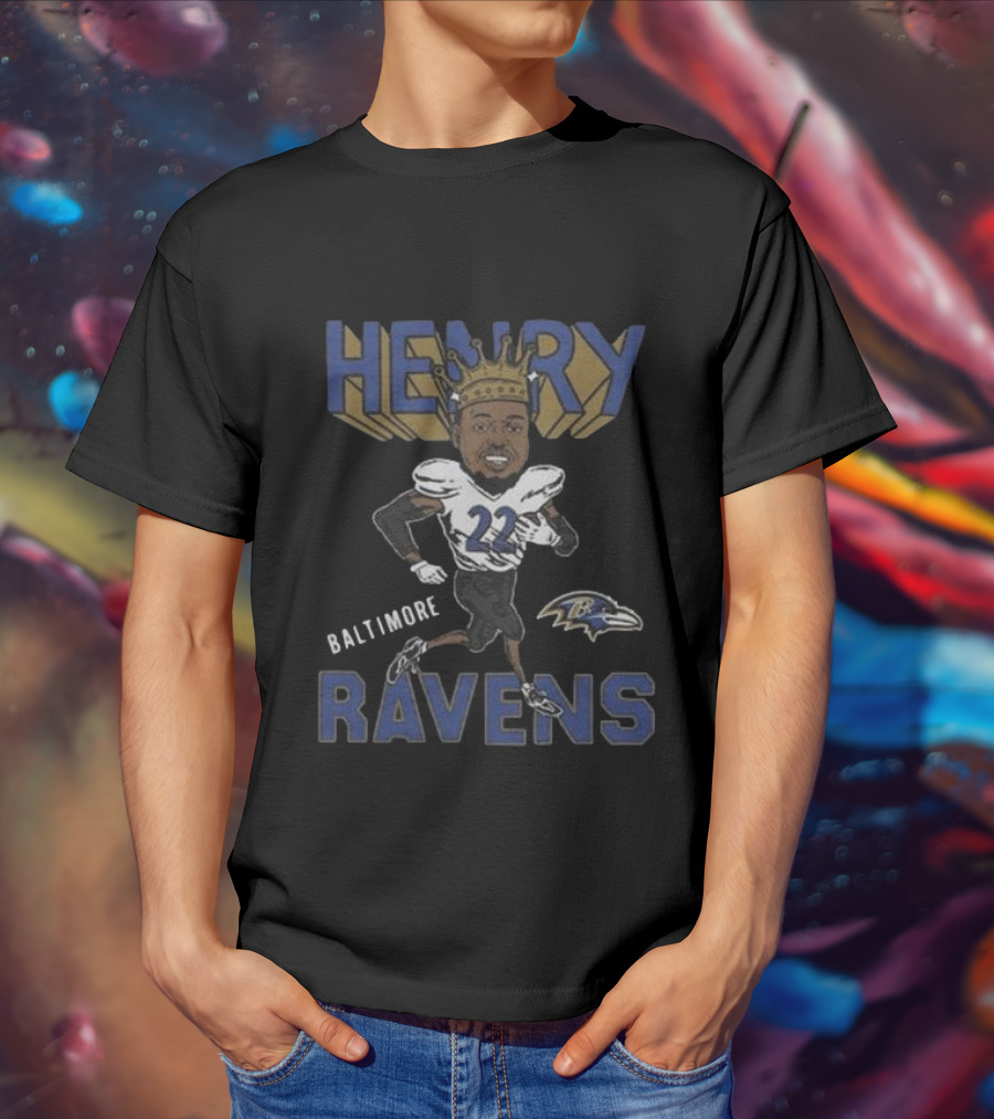 Baltimore Ravens Henry 22 Football Character With Crown T-Shirt
