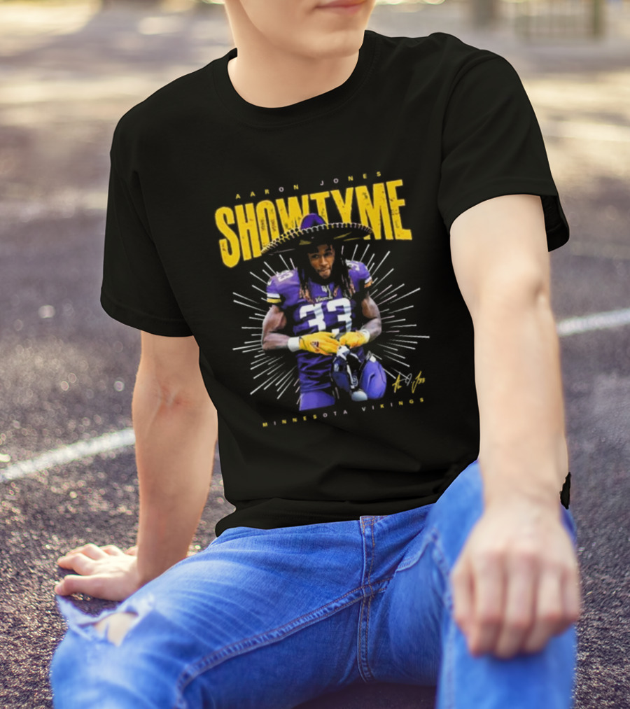 Aaron Jones Showtyme Minnesota Vikings NFL Football Signature 33 T-Shirt