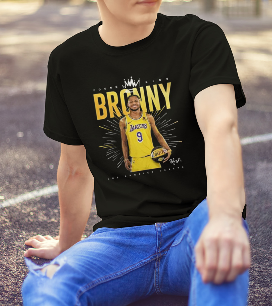 Young King Bronny James Los Angeles Lakers 9 Signature T-Shirt