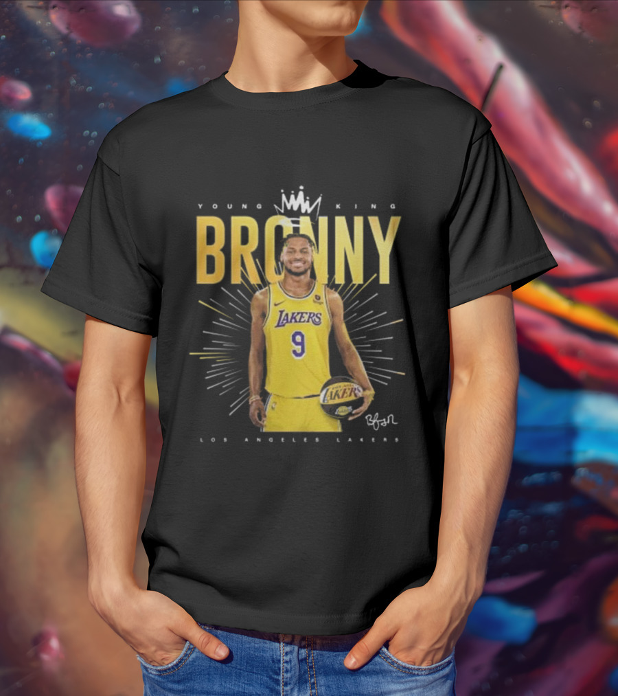 Young King Bronny James Los Angeles Lakers 9 Signature T-Shirt