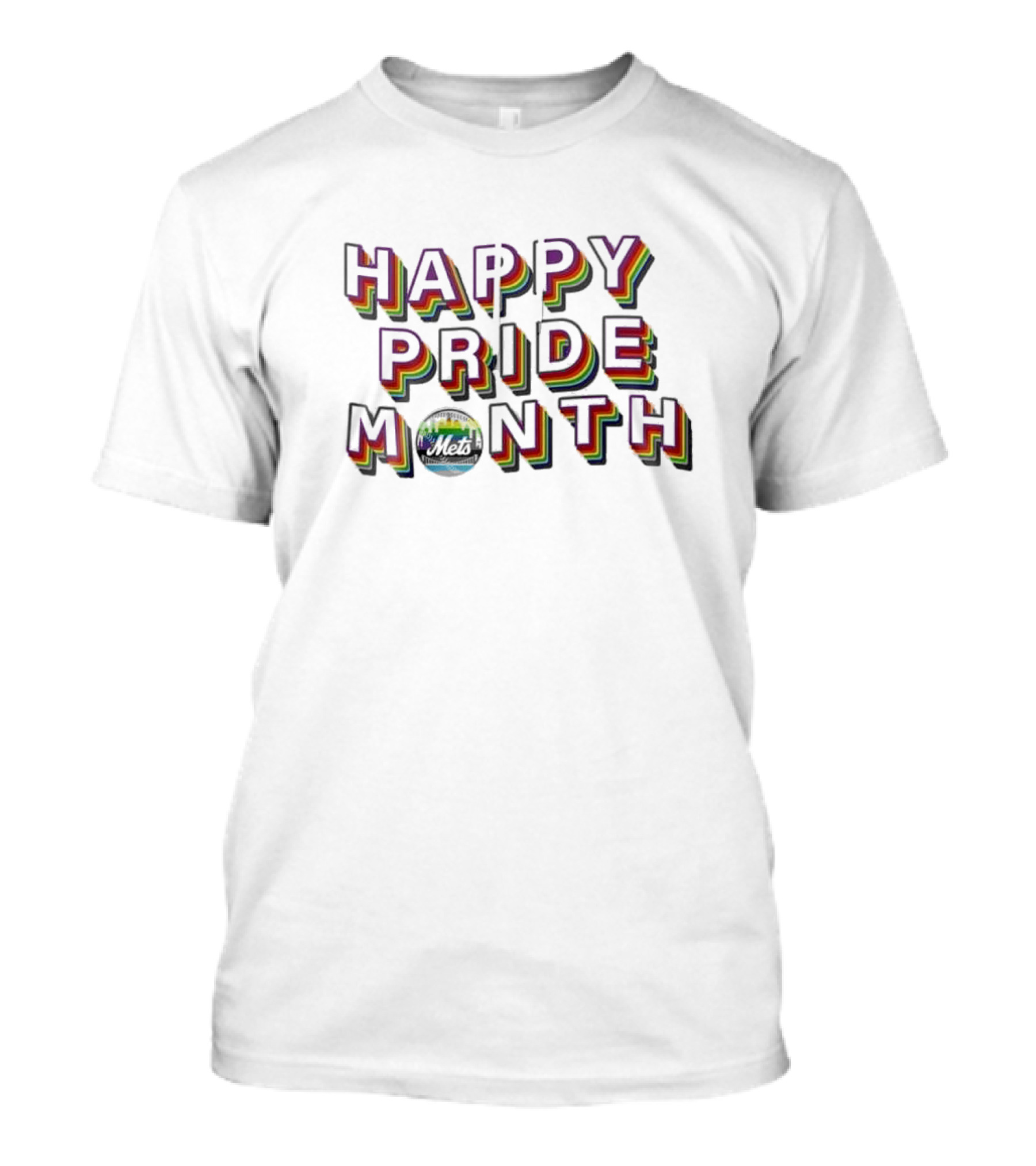 Happy Pride Month NY Mets Rainbow Lettering T-Shirt