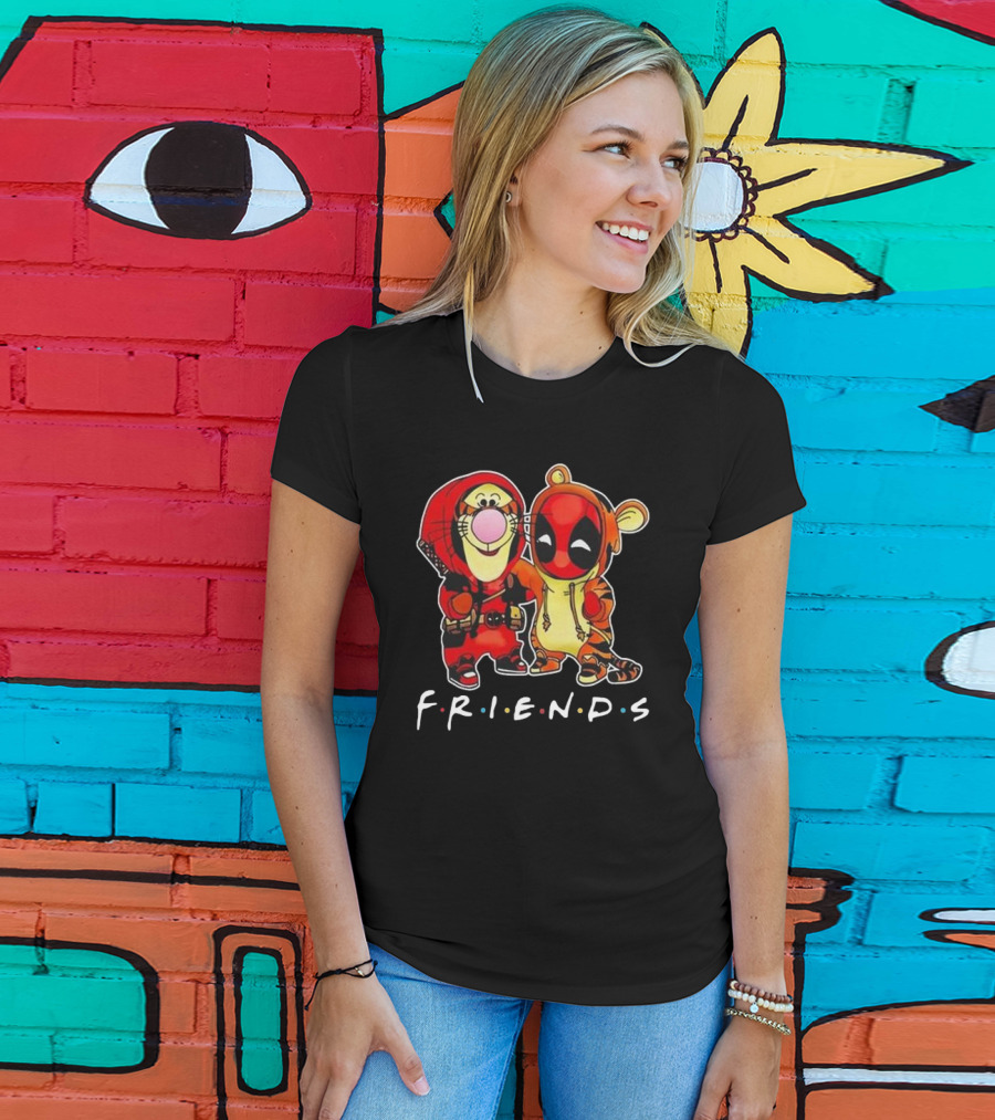 Friends Disney Winnie The Pooh Tigger And Deadpool T-Shirt