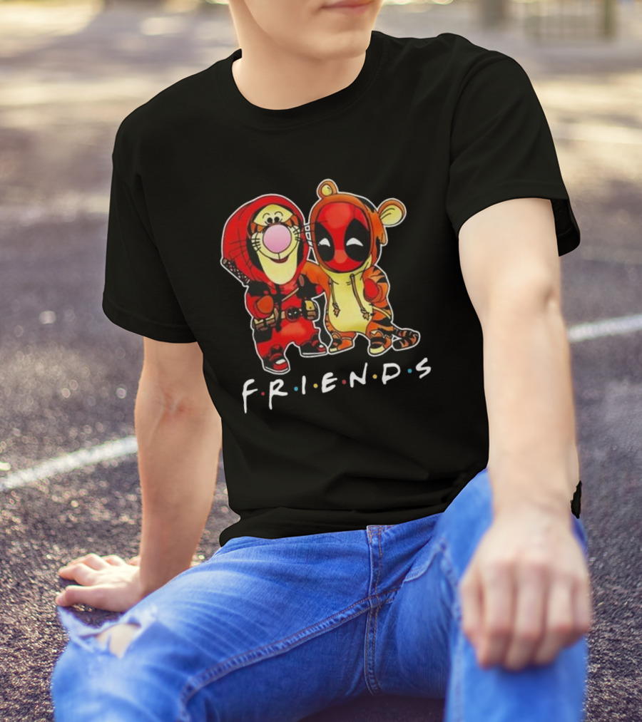 Friends Disney Winnie The Pooh Tigger And Deadpool T-Shirt