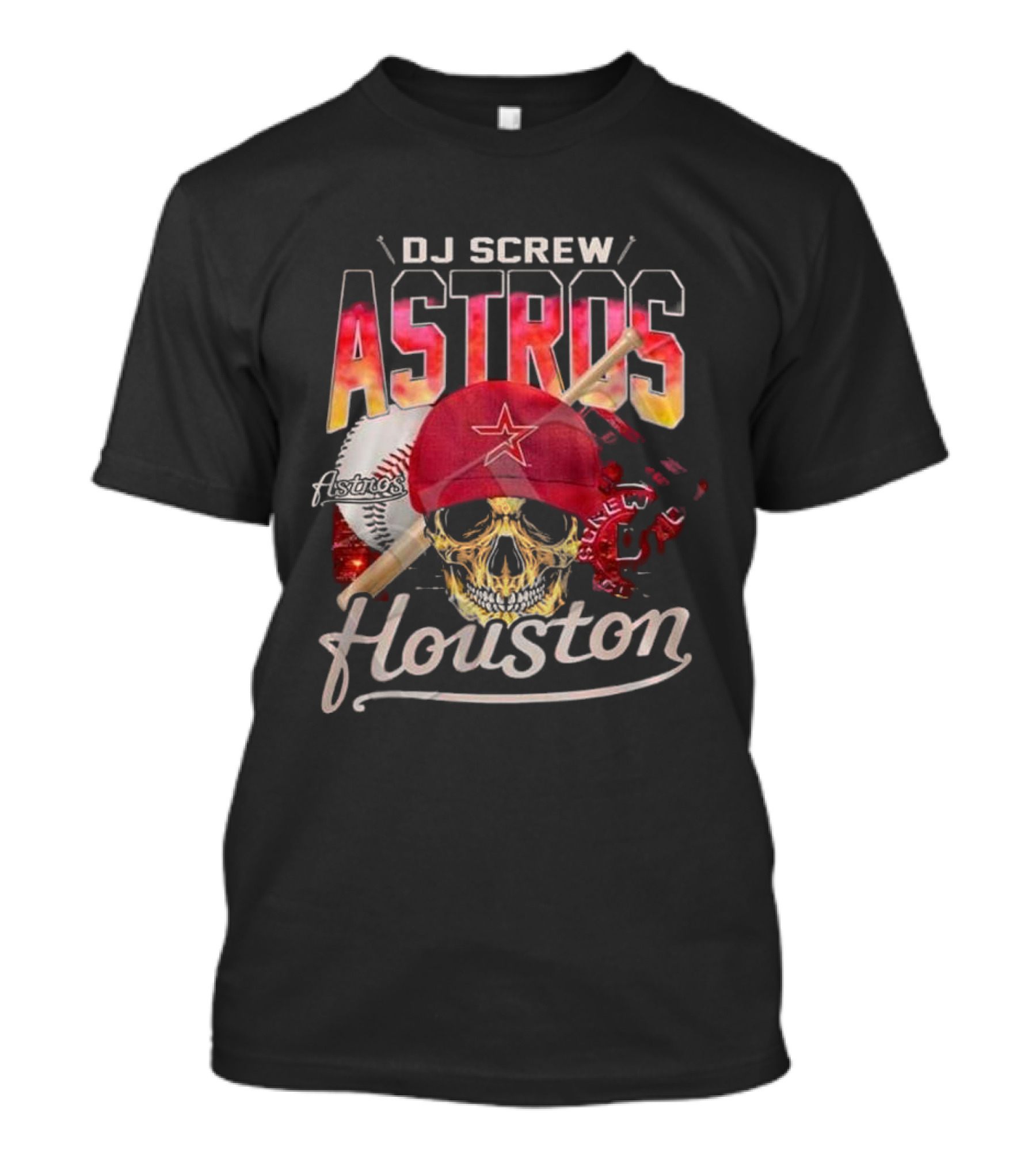 DJ Screw Astros Skull Baseball Houston T-Shirt