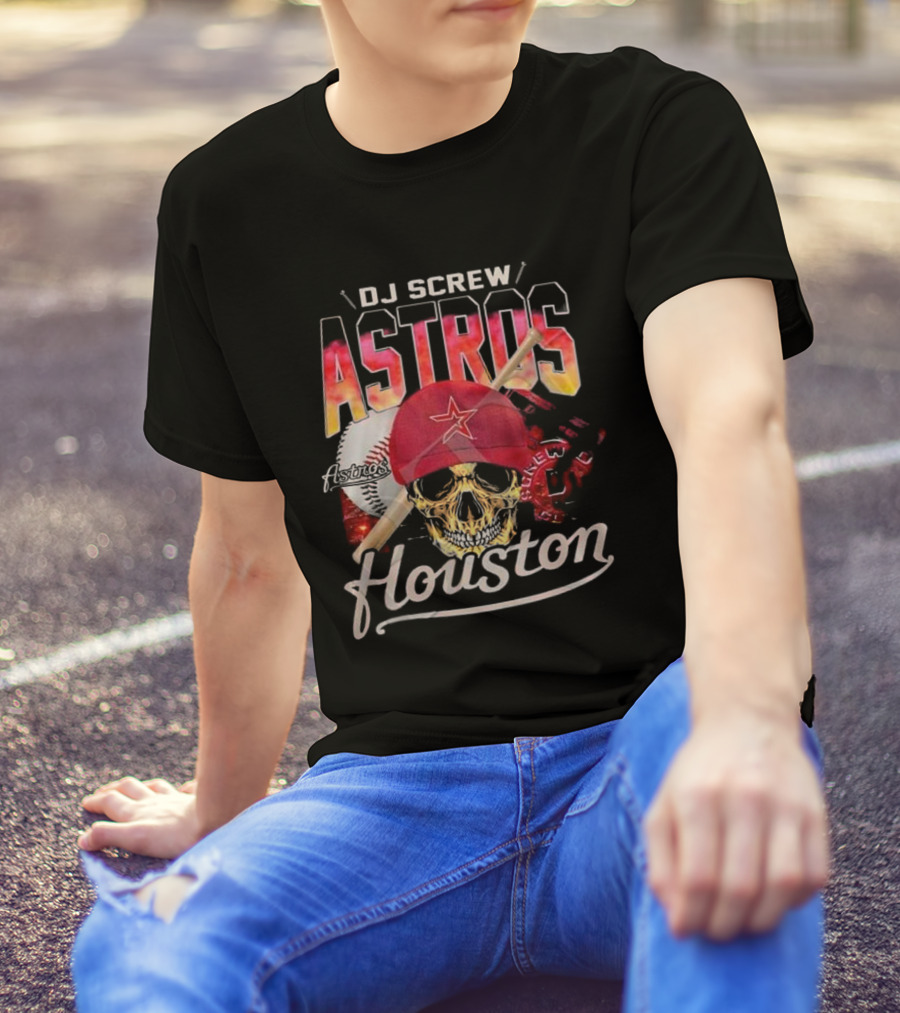 DJ Screw Astros Skull Baseball Houston T-Shirt