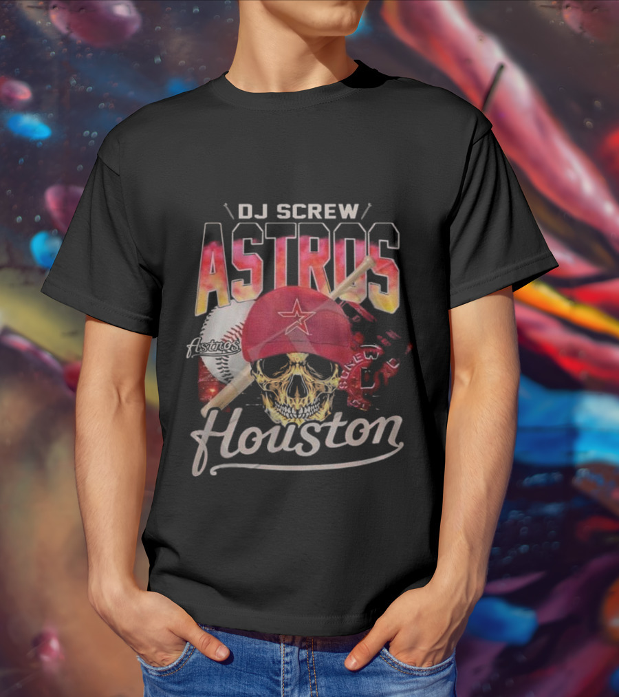 DJ Screw Astros Skull Baseball Houston T-Shirt