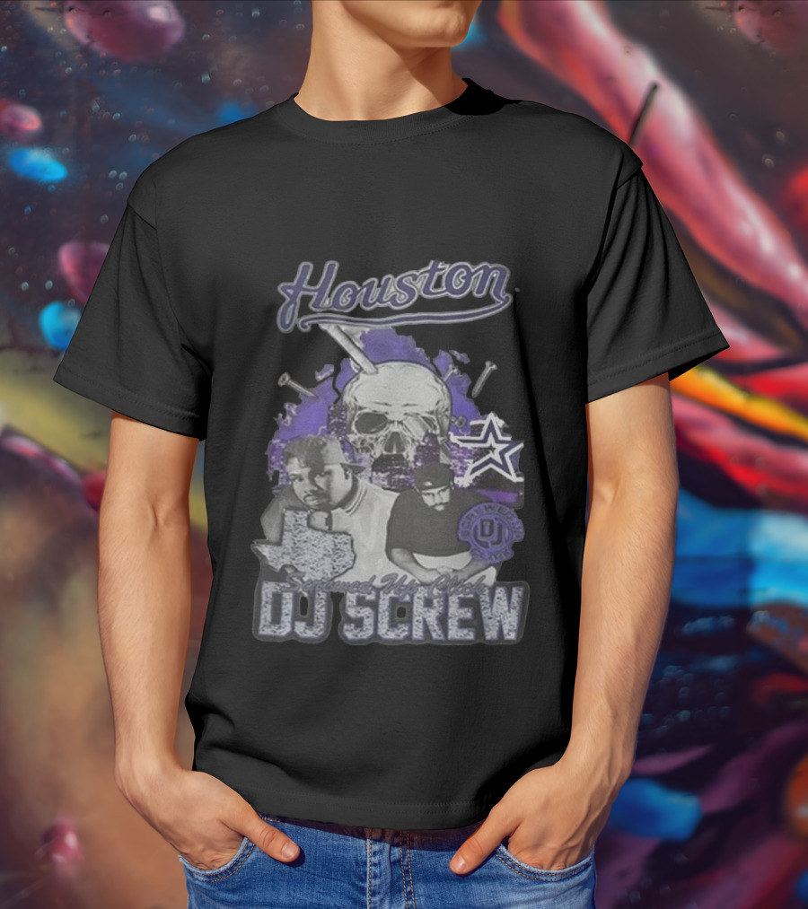 Houston Screwed Up Click DJ Screw Texas Skull Stars T-Shirt