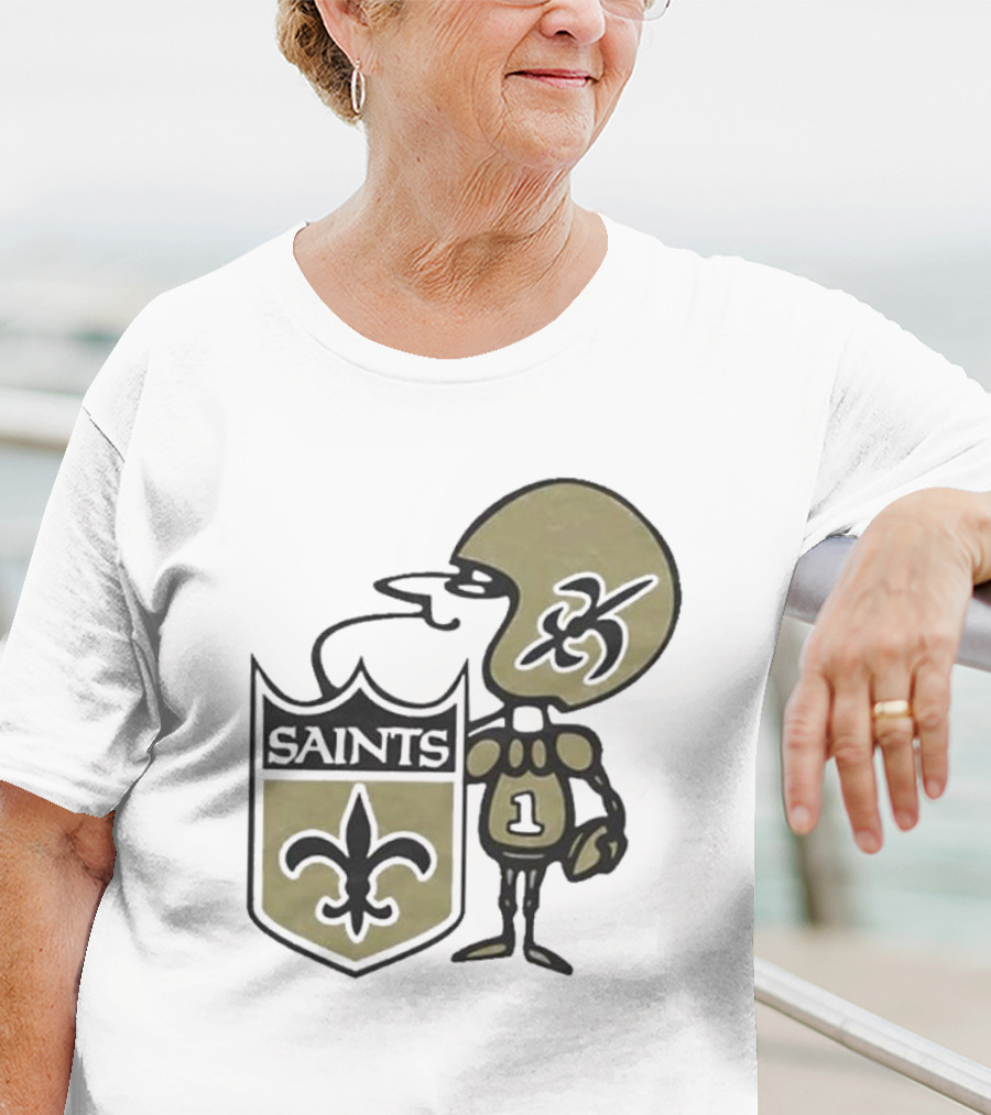 New Orleans Saints Alt Logo 1967 Cartoon Character Football Crest T-Shirt