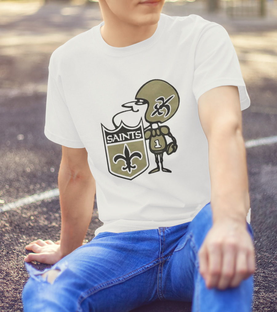 New Orleans Saints Alt Logo 1967 Cartoon Character Football Crest T-Shirt
