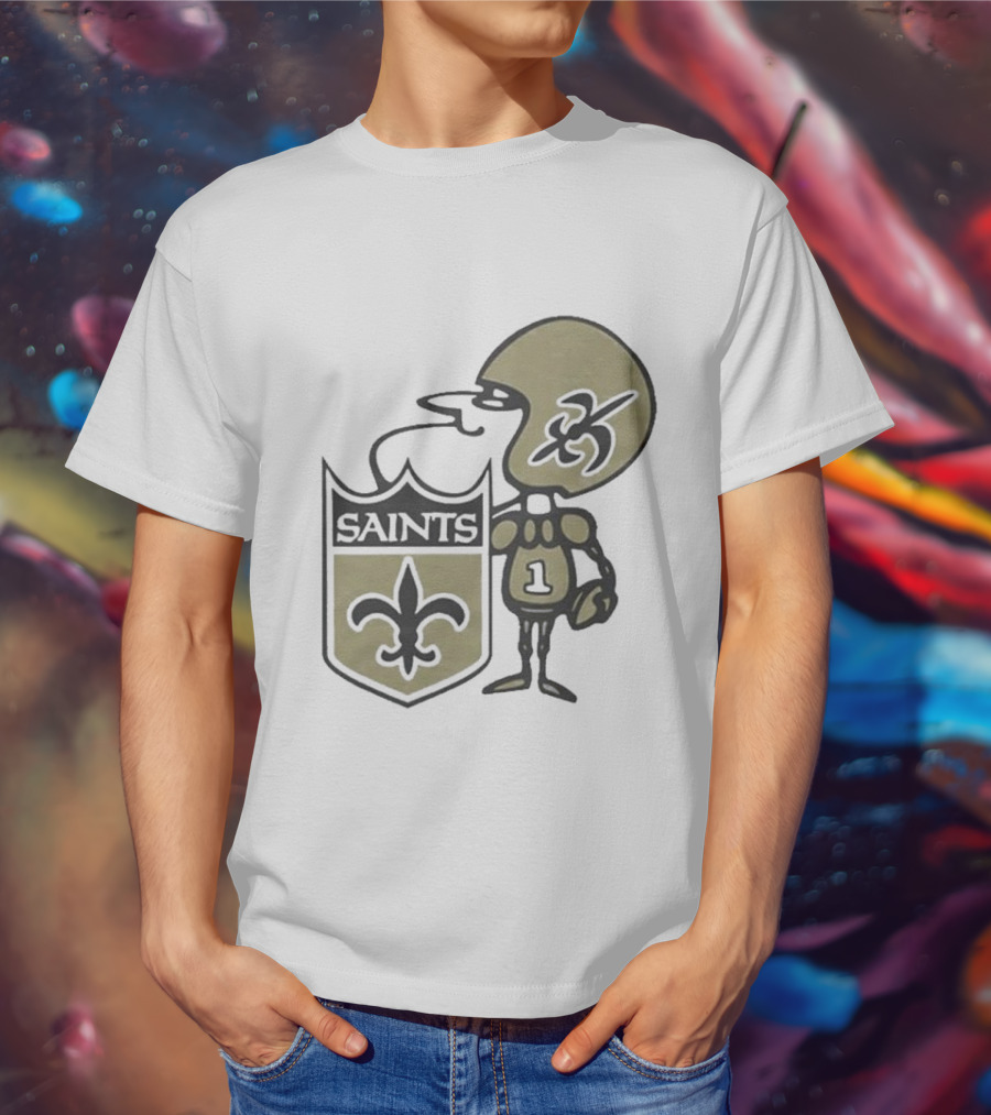 New Orleans Saints Alt Logo 1967 Cartoon Character Football Crest T-Shirt