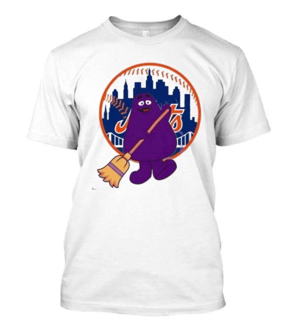 New York Mets Grimace Character Broom Sweep LFGM T-Shirt