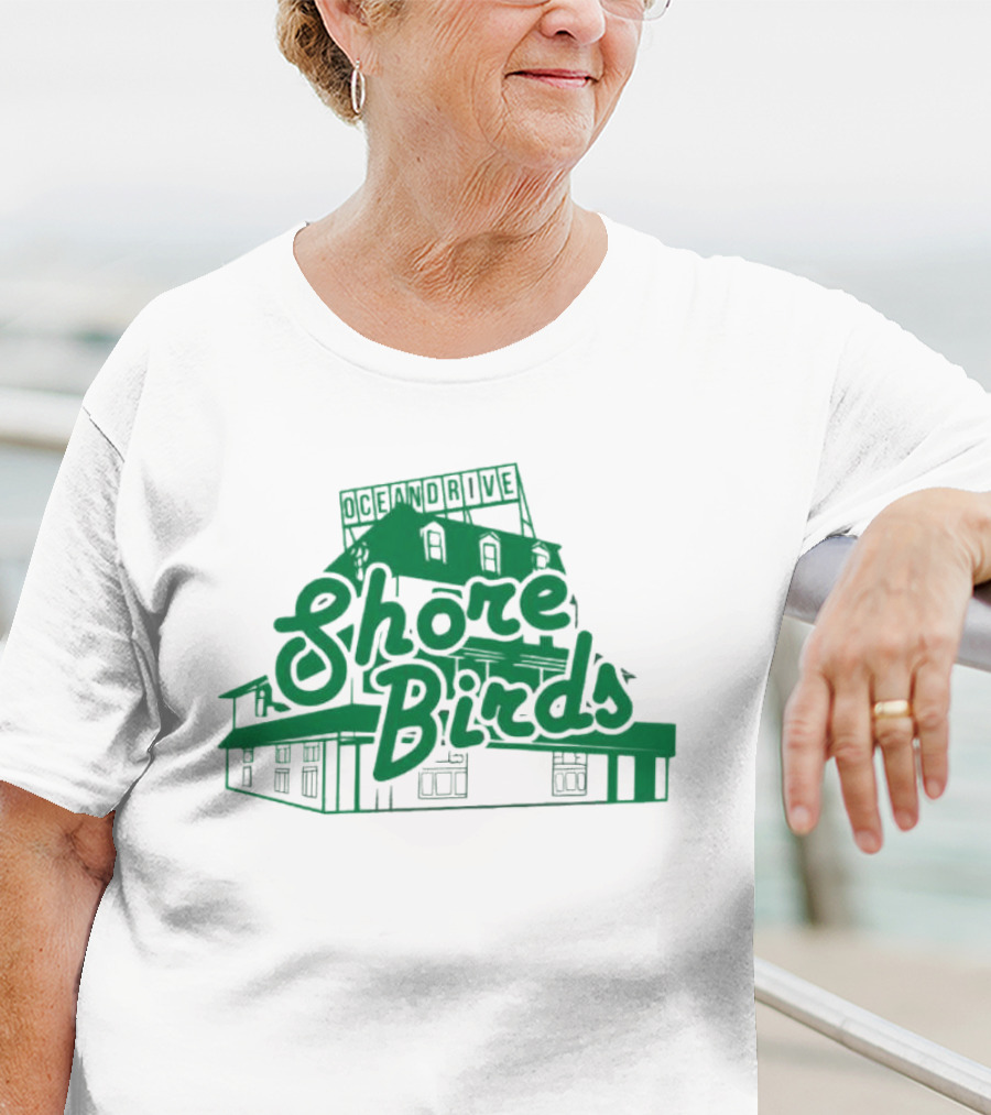Ocean Drive Shore Birds Retro Sign Building T-Shirt