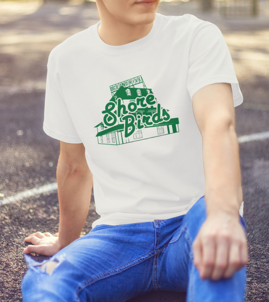 Ocean Drive Shore Birds Retro Sign Building T-Shirt