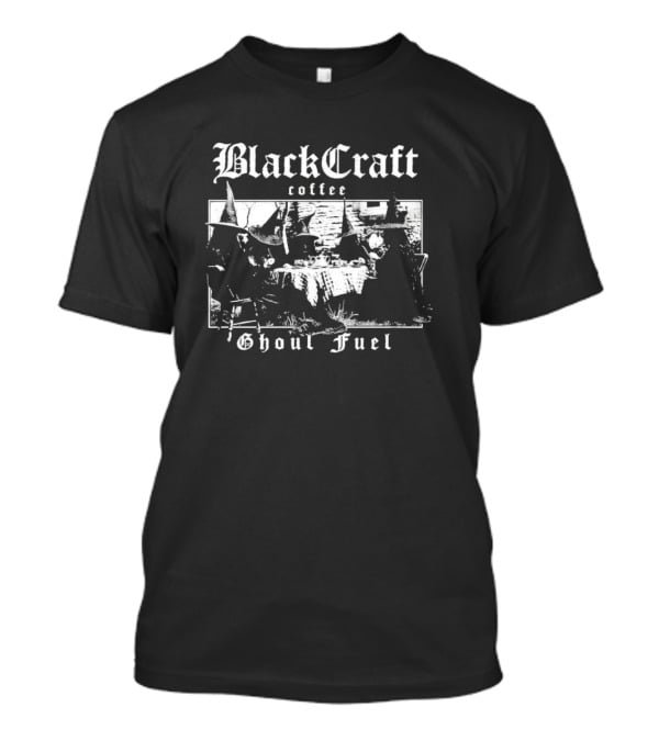Black Craft Coffee Ghoul Fuel Witches Tea Party Scene T-Shirt