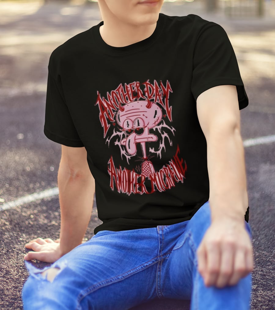 Lovecore Squidward Another Day Another Migraine Devil Horns Aesthetic T-Shirt