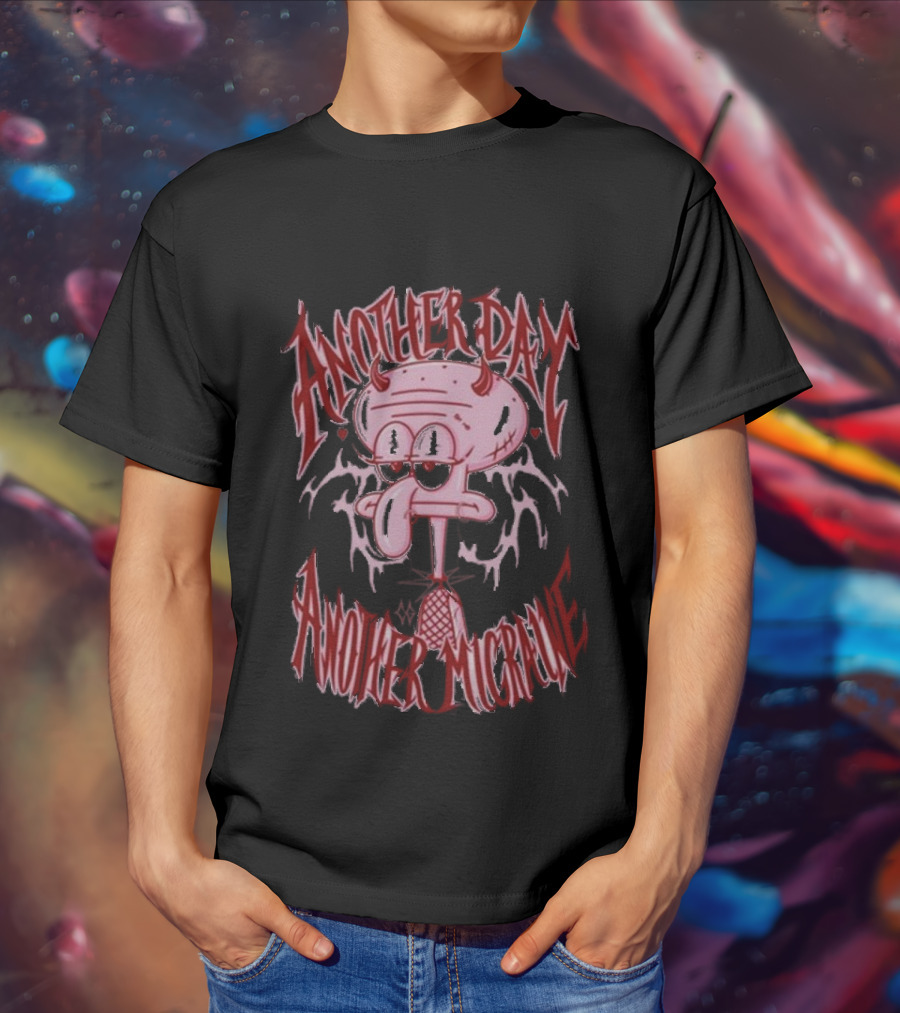 Lovecore Squidward Another Day Another Migraine Devil Horns Aesthetic T-Shirt