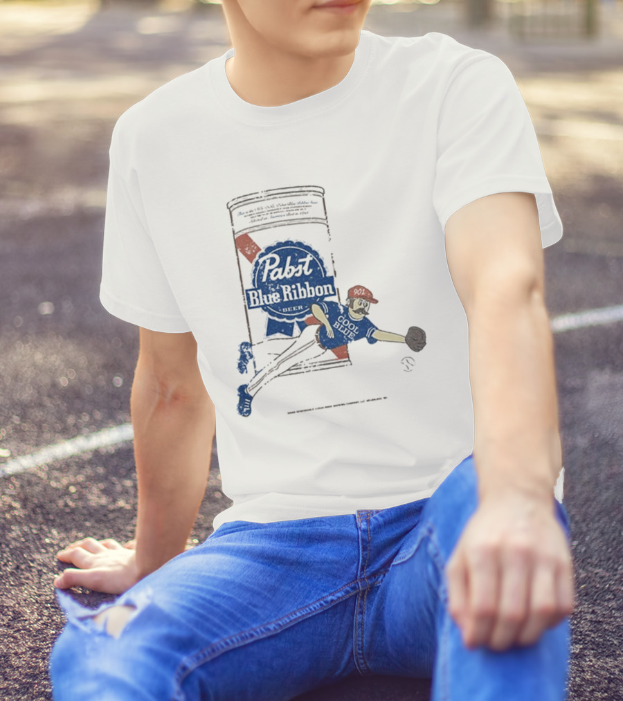 Memphis Redbirds 901 Pabst Blue Ribbon Baseball Can Catcher T-Shirt