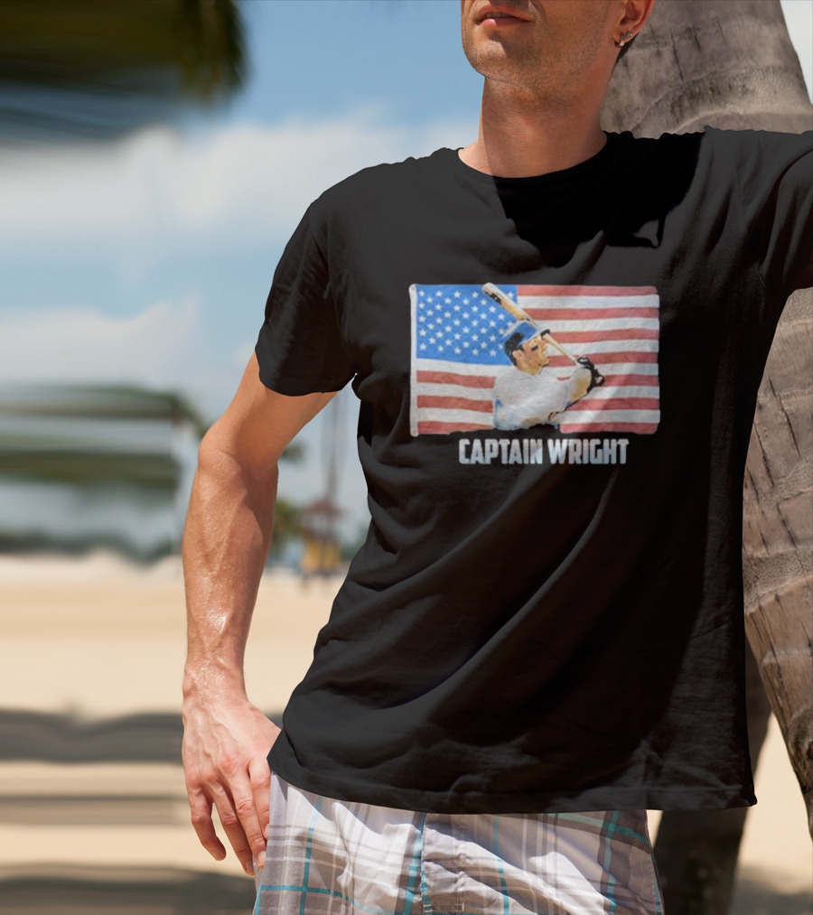 Mets David Wright Captain Wright American Flag Baseball T-Shirt