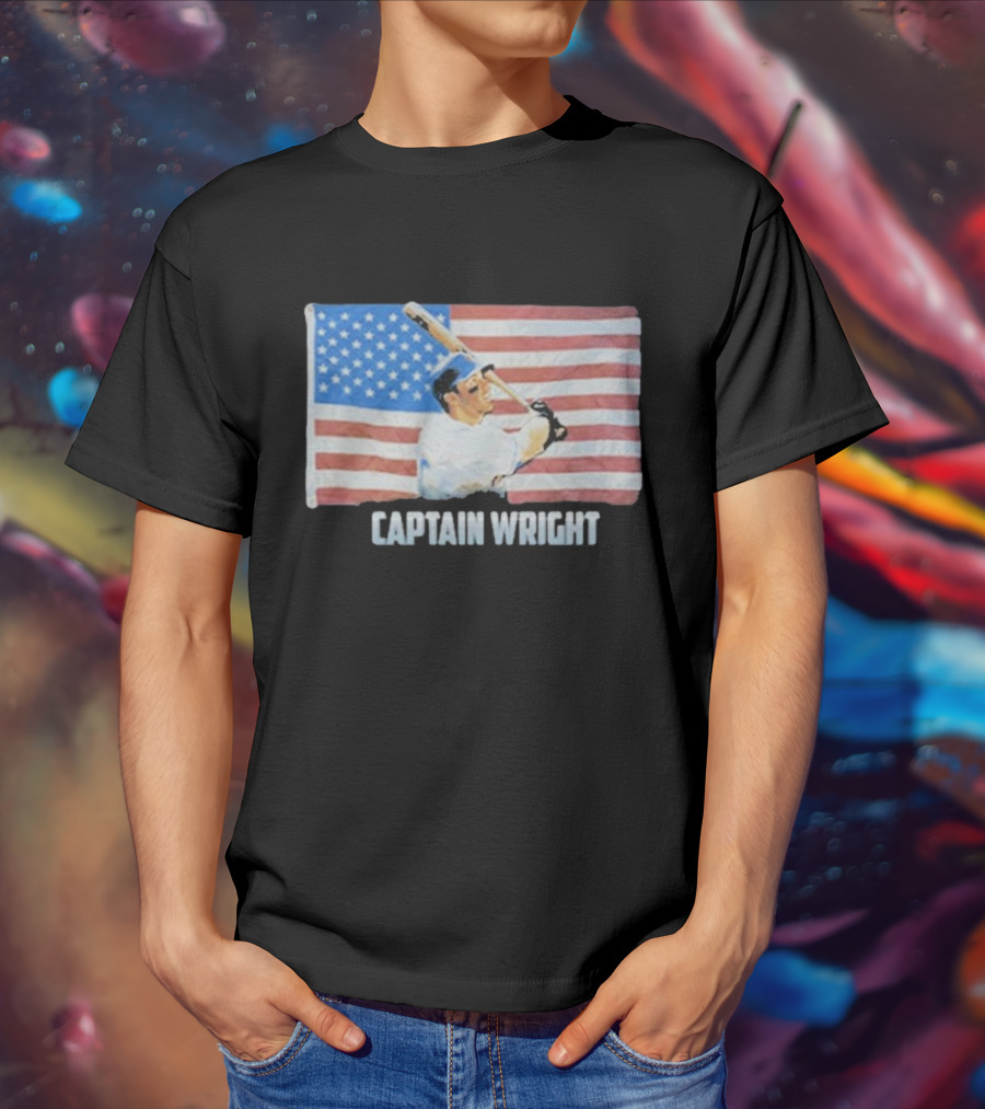 Mets David Wright Captain Wright American Flag Baseball T-Shirt