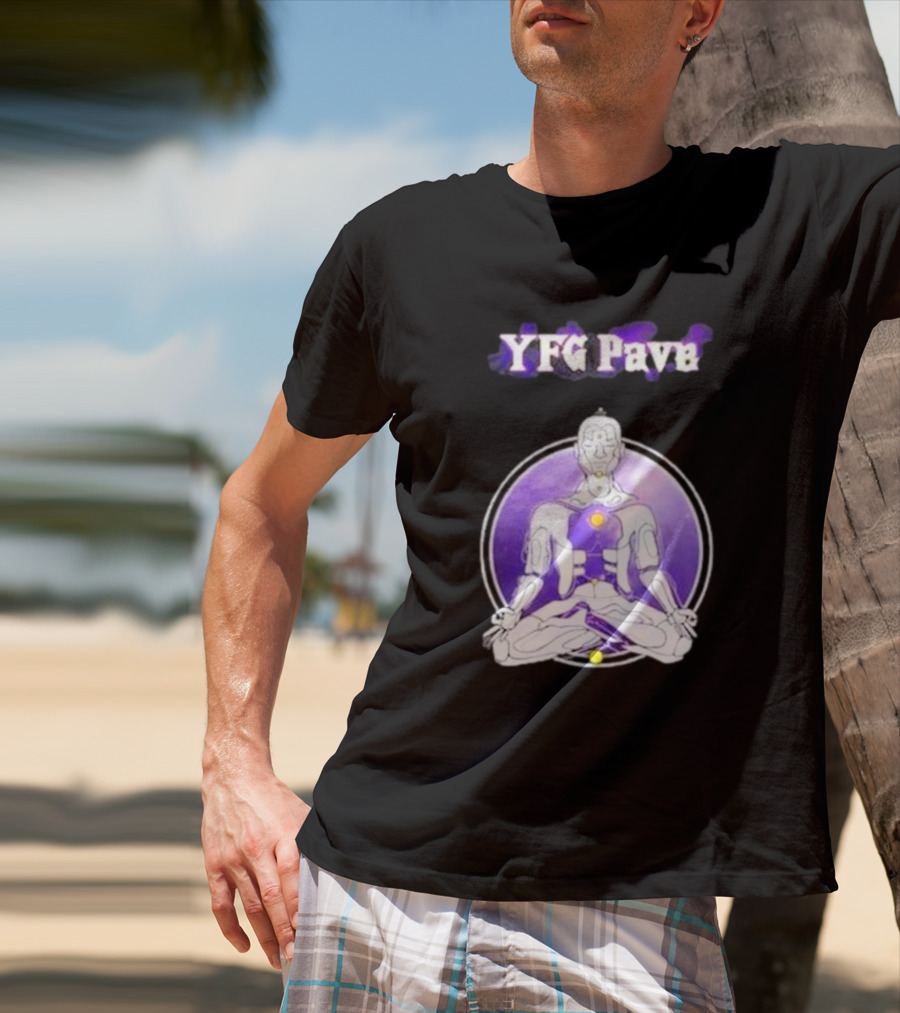 YFG Pave 444 Meditating Robotic Figure Purple Mandala T-Shirt