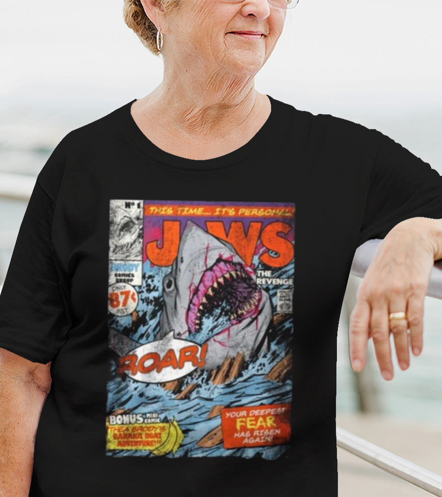 Fright-Rags Jaws The Revenge Comic Cover Shark Roar Adventure T-Shirt